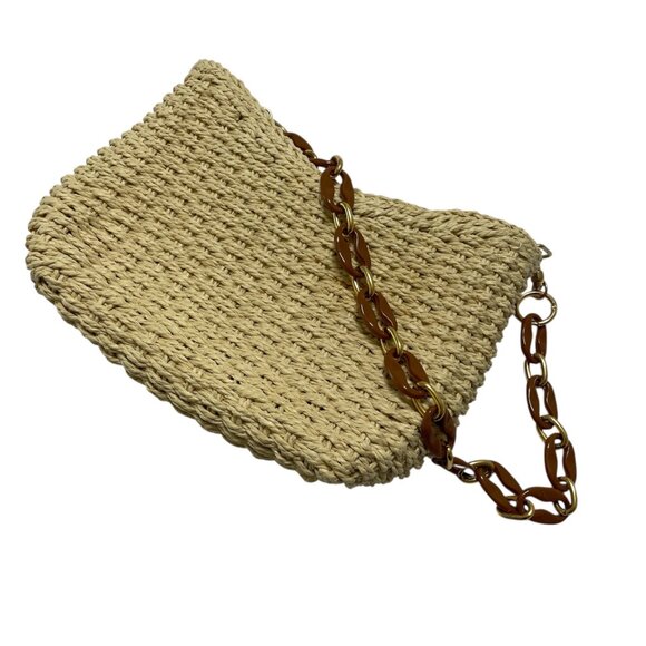 Womens Small Woven Shoulder HandBag Straw Summer - Picture 1 of 5
